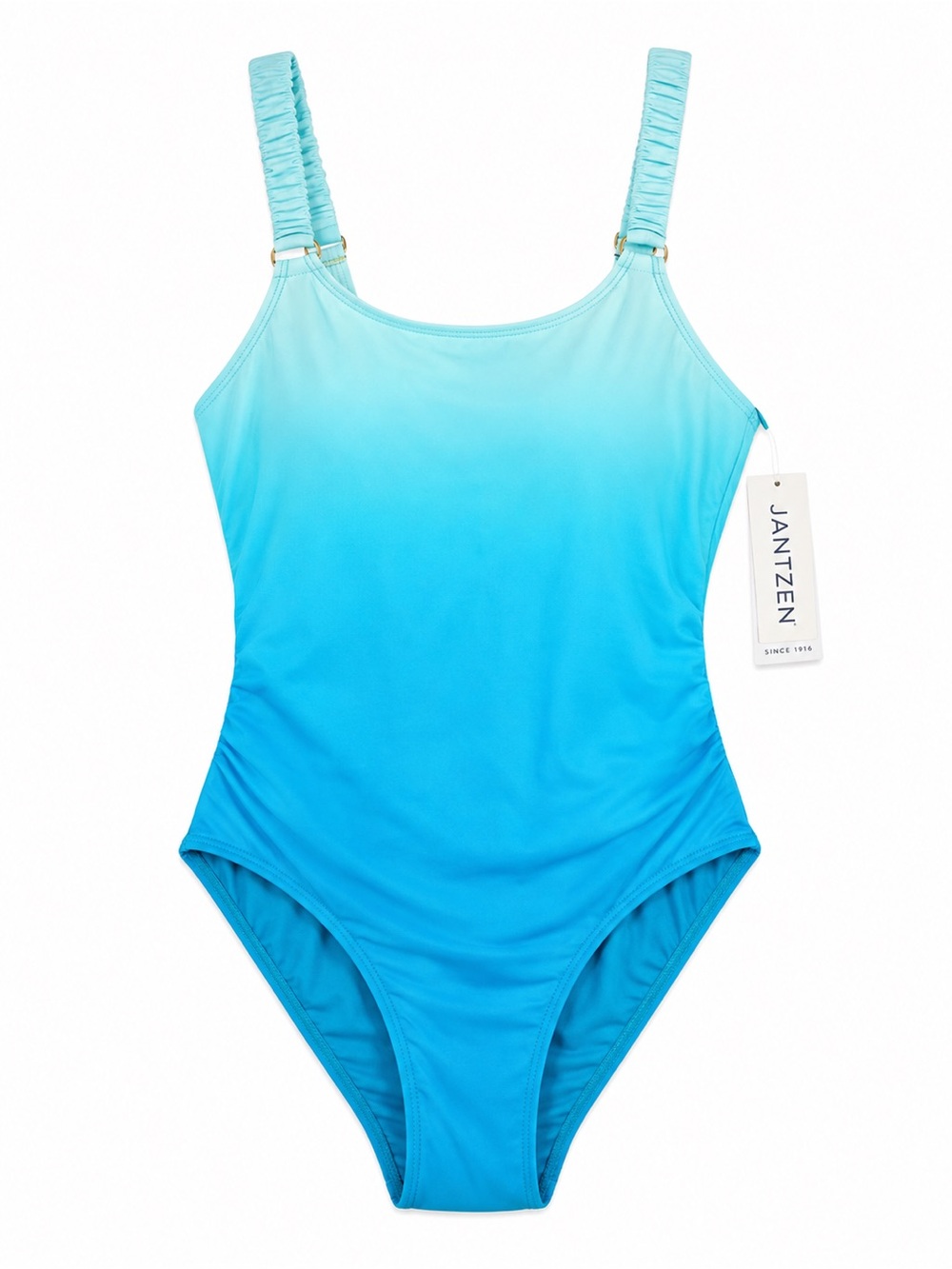 Turquoise Ombré Layla Cross Back High Neck One-Piece Swimsuit by Jantzen